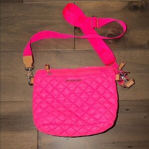 MZ Wallace Neon Pink Quilted Crossbody Bag